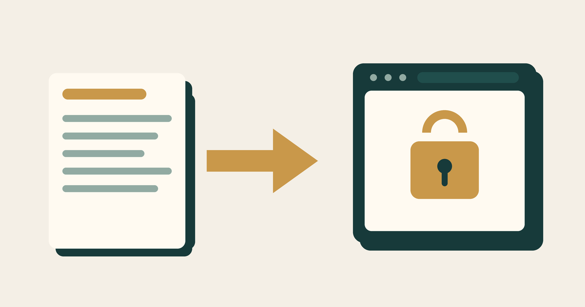 Loan documents moving into a browser window secured with a padlock.